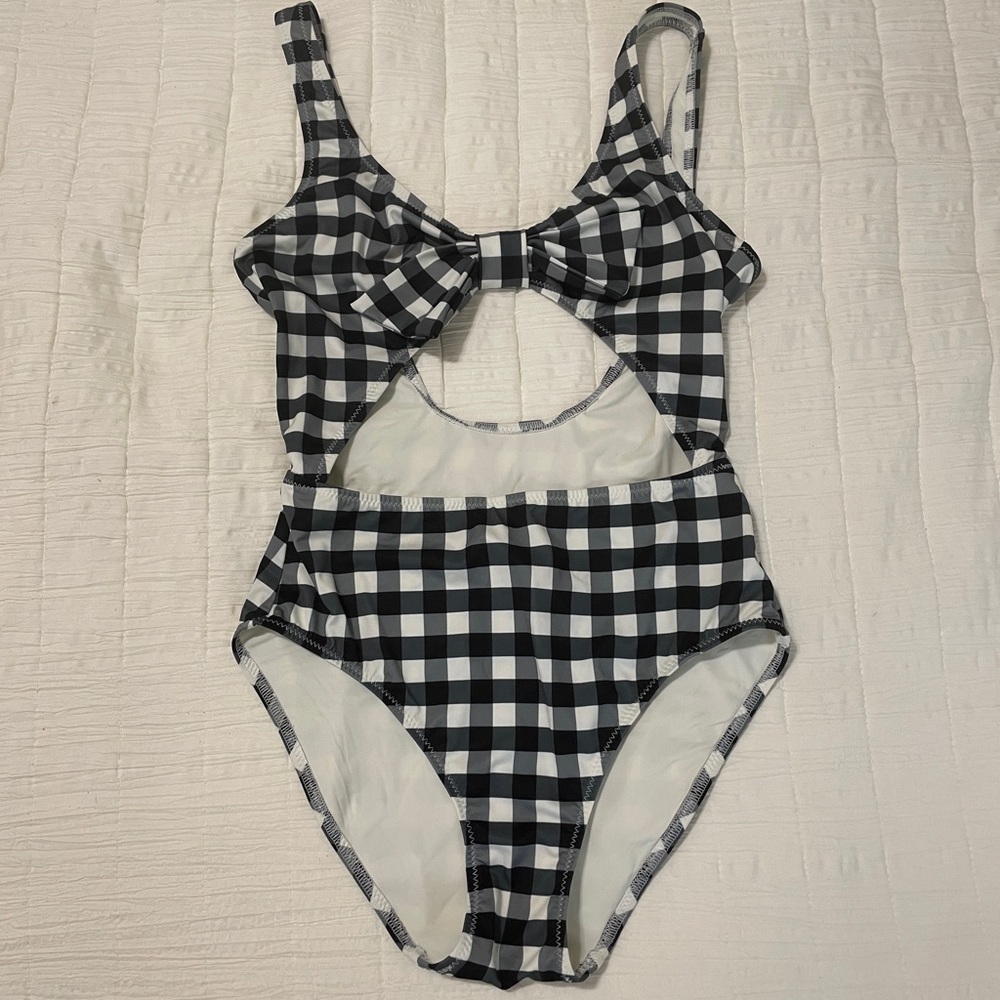 SOLID & STRIPED Black and White Gingham One Piece Swimsuit